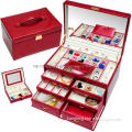 Red Shinny PU Bracelet Box Set Jewelry Box  with Lock and Handle